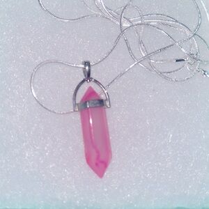 Boho Natural Hot Pink Agate Sterling Silver 30” Necklace
